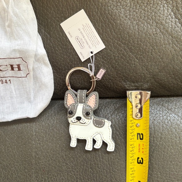 Coach French Bulldog Vintage Keychain - Gray and White - Picture 7 of 8